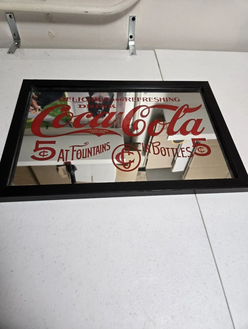 3 Vintage Coke Mirrors. 1 Red Lettering. 1 Blue Lettering. 1 Red & Black Nice.